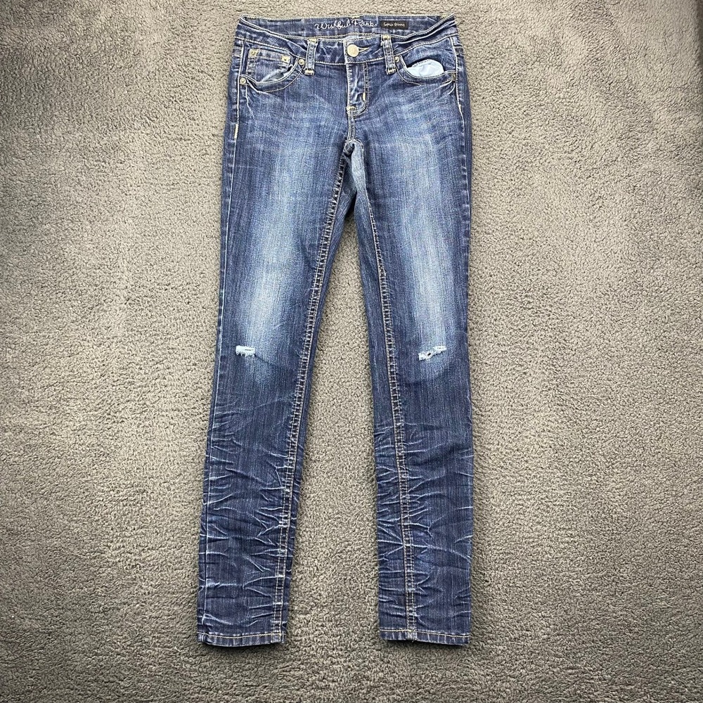 Wishful Parkโ Sophia Skinny Jeans Distressed Dark Wash Denim Size 7